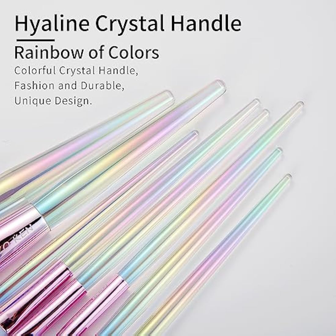 ENZO KEN Rainbow Crystal Makeup Brush Set | Professional Vegan 10pc Kit