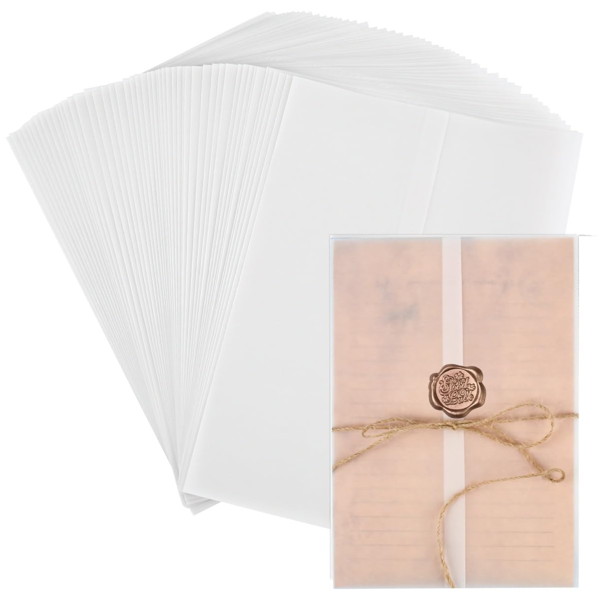 50pcs A5 Vellum Jackets – Pre-Folded Translucent Invitation Wraps