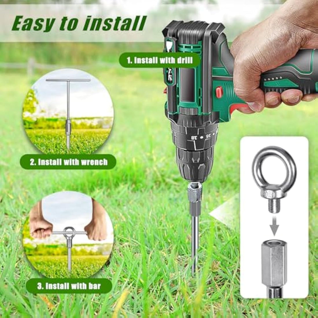 Dolibest 76cm Heavy Duty Ground Anchor Screw Tent Pegs - 2 Pack