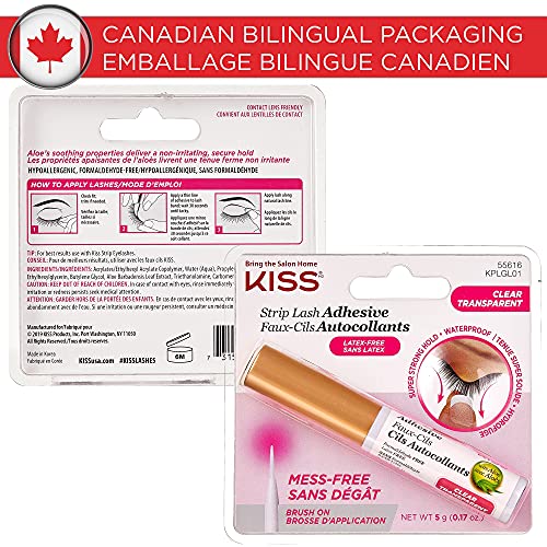 KISS 24 Hour Strip Eyelash Adhesive – Clear Latex-Free Glue with Aloe