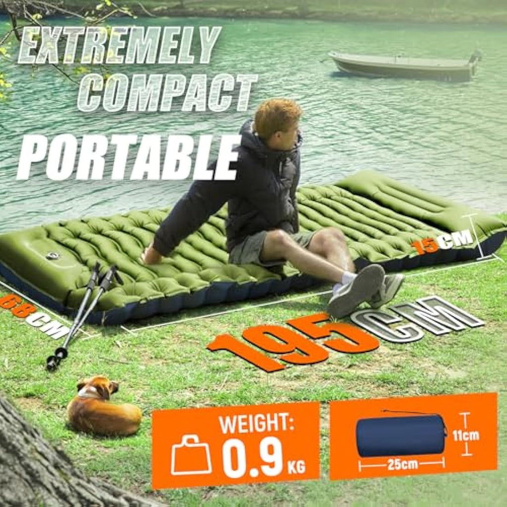 Yuzonc Ultralight Inflatable Camping Sleeping Pad with Built-in Foot Pump