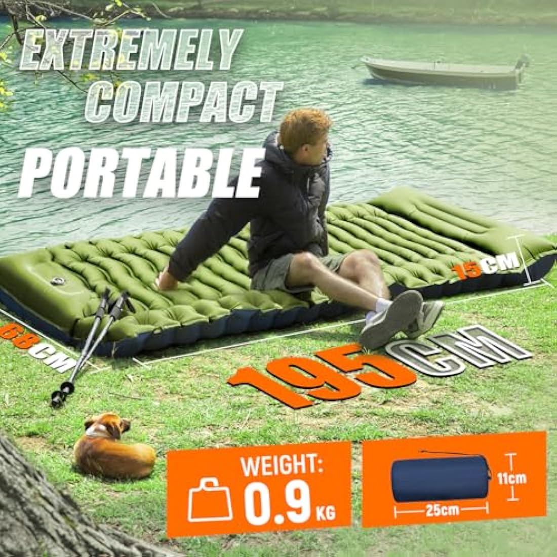 Yuzonc Ultralight Inflatable Camping Sleeping Pad with Built-in Foot Pump