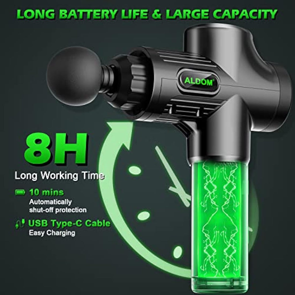 ALDOM Deep Tissue Massage Gun | 30 Speeds & 8 Heads Percussion Massager