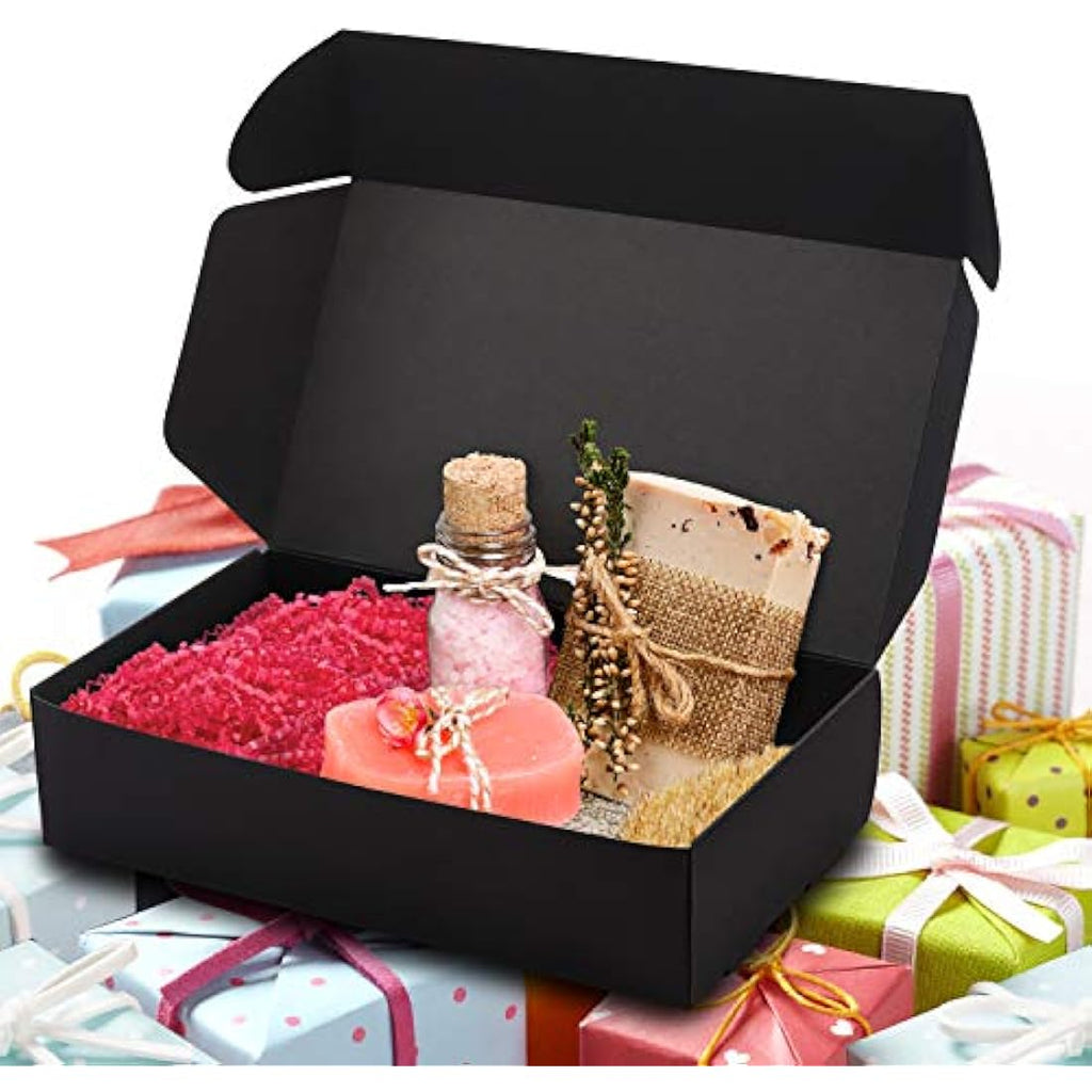 Kurtzy Black Kraft Gift Boxes - 50 Pack Rectangle Presentation Boxes