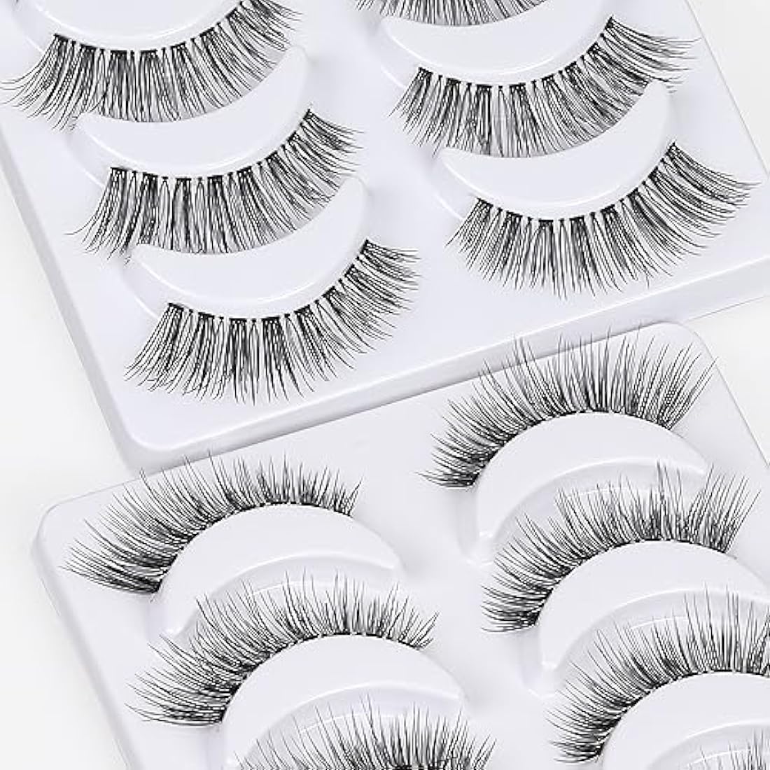 DYAFIN 3D Natural False Eyelashes | 16mm Wispy Clear Band Lashes - 8 Pairs