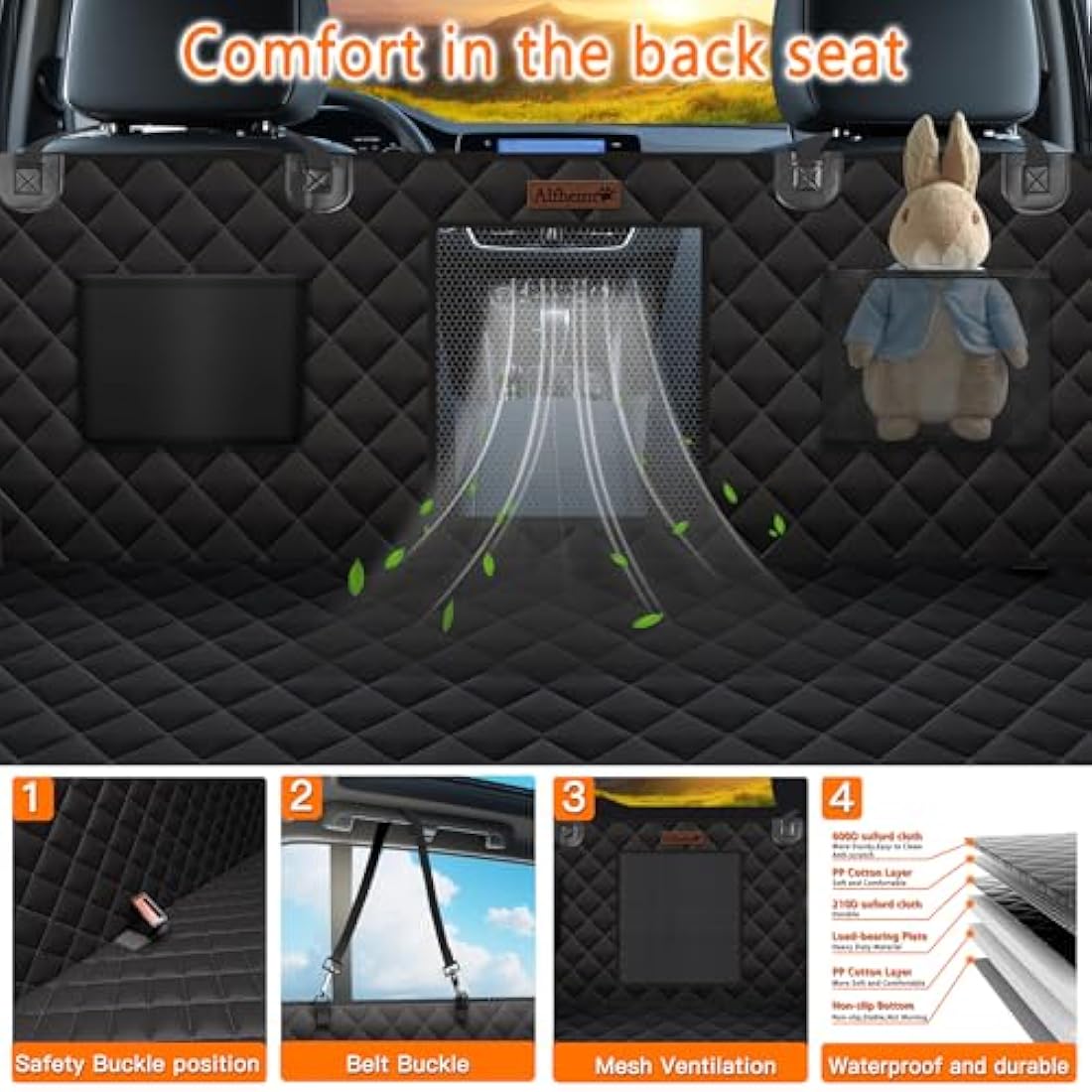 Alfheim Dog Back Seat Extender – 180kg Waterproof Hard Bottom Hammock