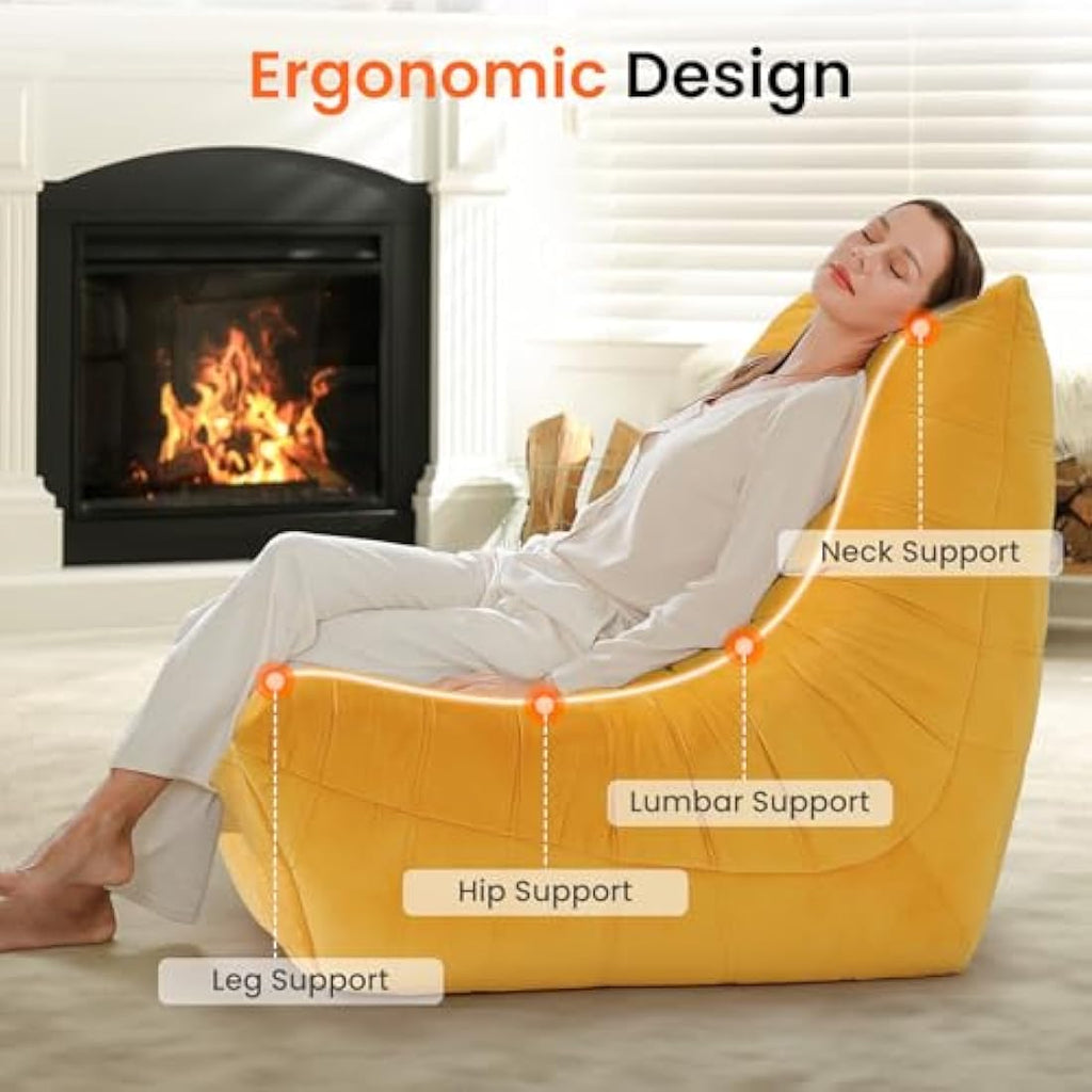 Togo Fireside Chair – Yellow Suede Ergonomic Floor Lounge Sofa