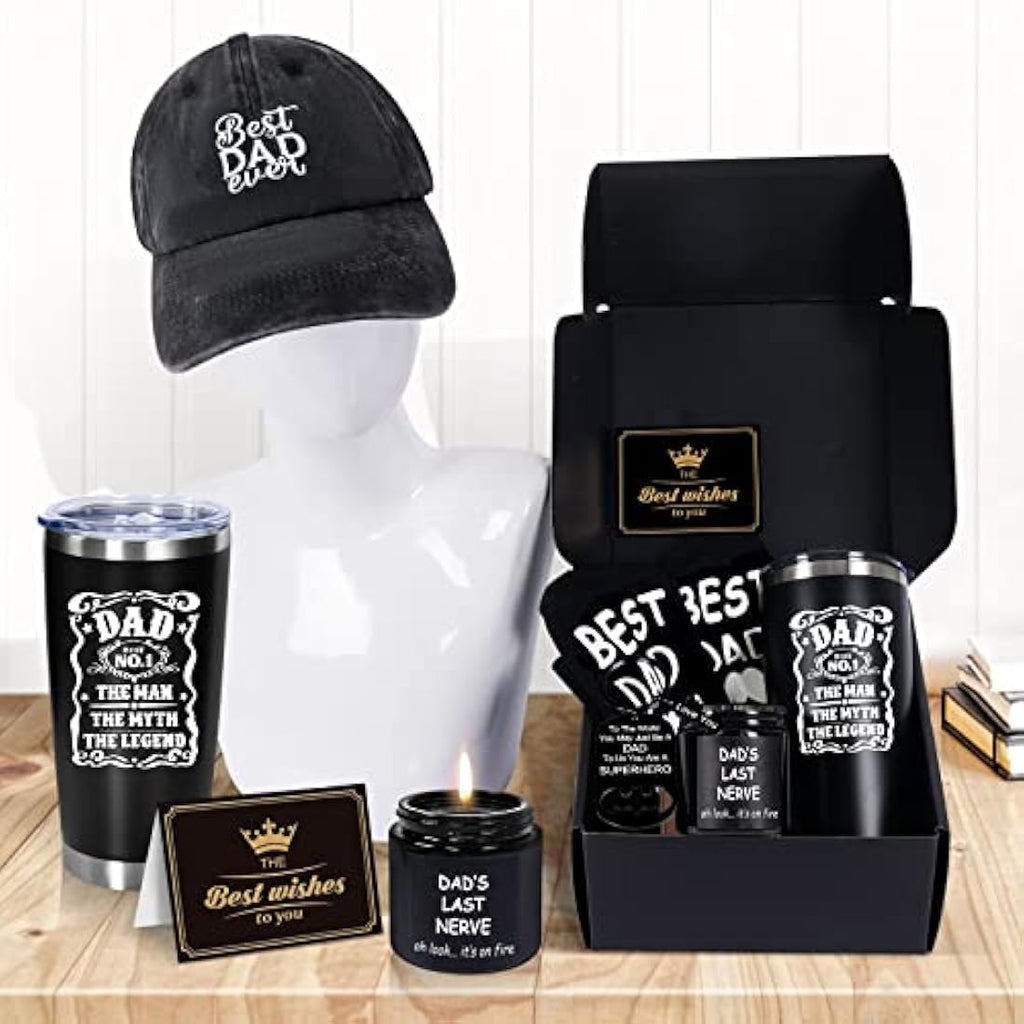 AYGE Dad Gifts Set | 6pc Father's Day Gift Box with 20oz Tumbler & Hat