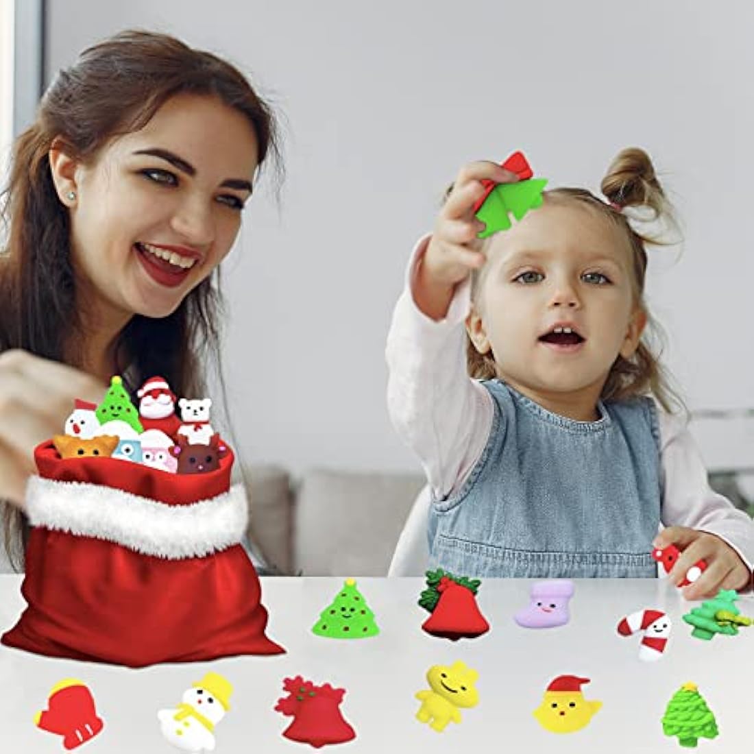 Jolof Store 30 Pack Christmas Mochi Squishy Toys | Kawaii Fidget Stress Toys