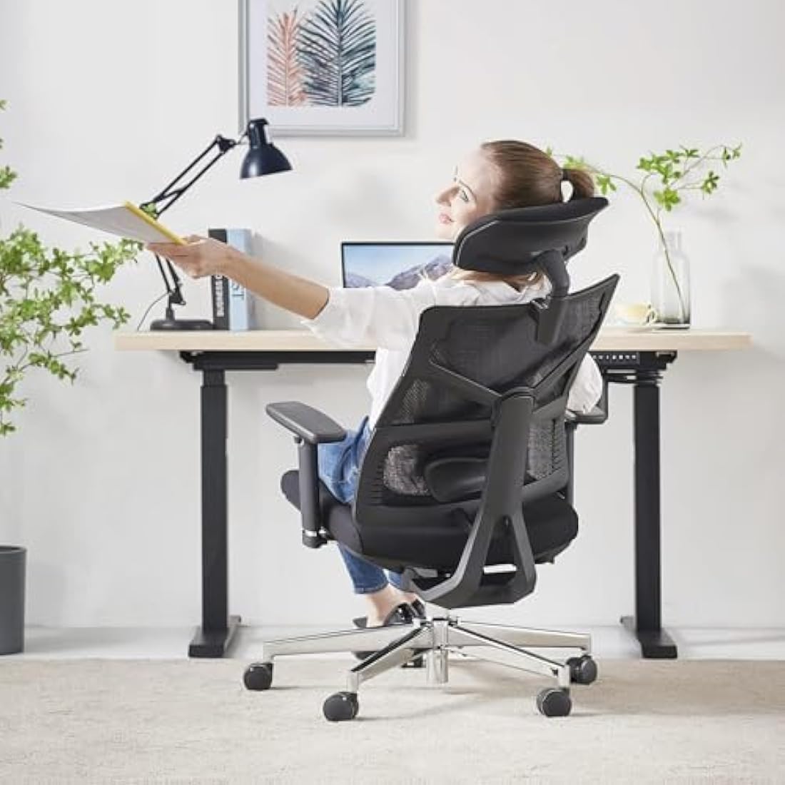 HOLLUDLE Ergonomic Office Chair – High Back Mesh Desk Chair with 4D Armrests