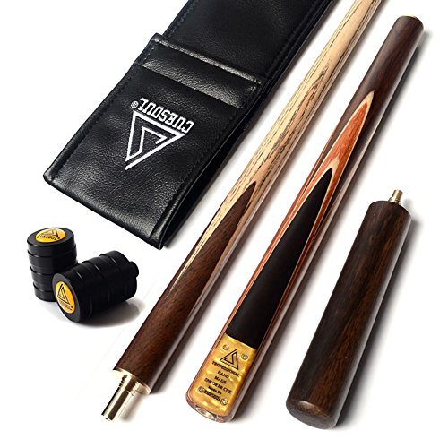 CUESOUL 57" Handcrafted 3/4 Snooker Cue - Ash Wood with Leatherette Bag