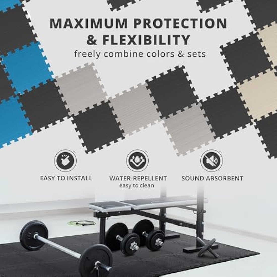 Interlocking EVA Foam Gym Floor Mats | 18 Piece Puzzle Set