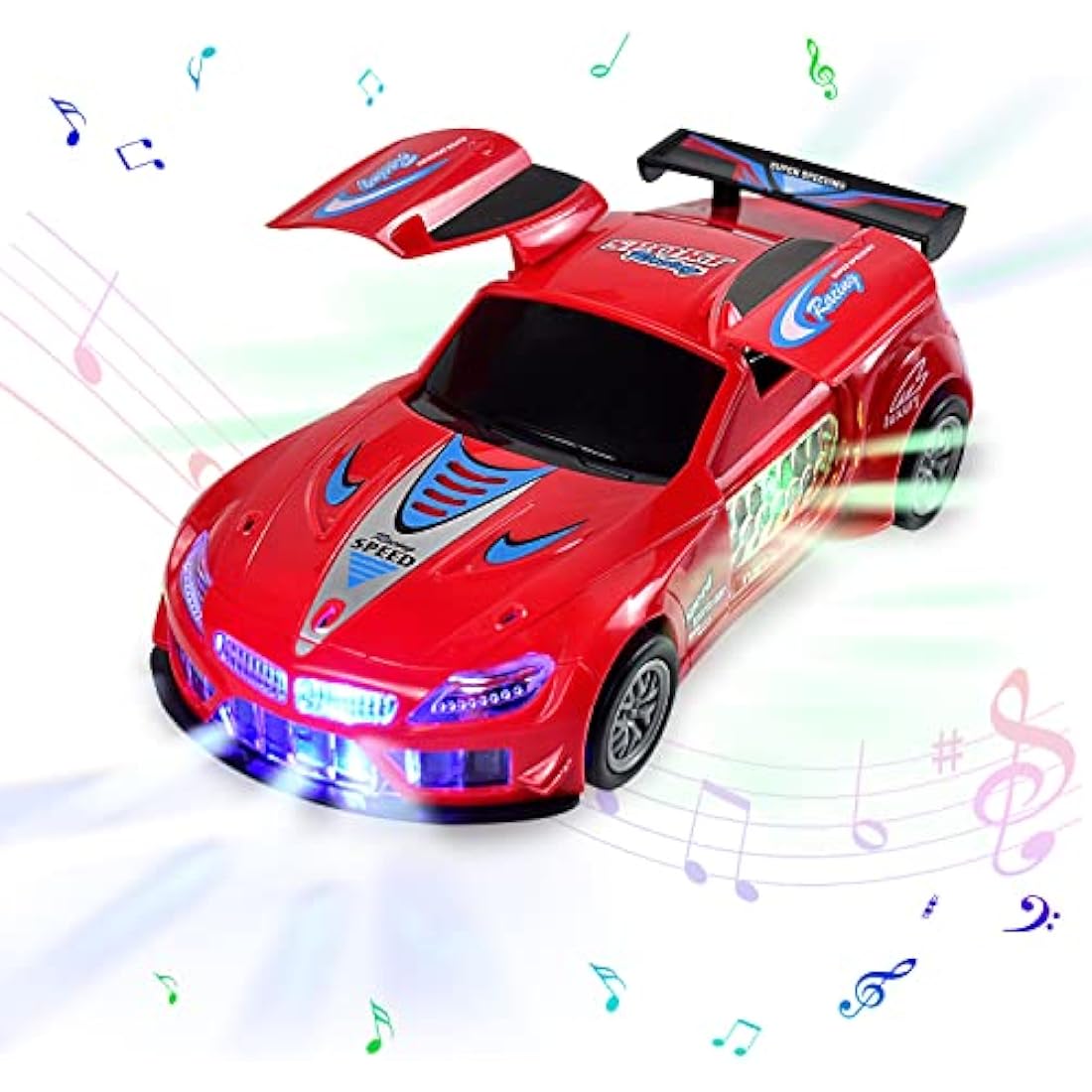 Jolof Store Transforming Car Toy with Lights and Sound - 1:36 Red