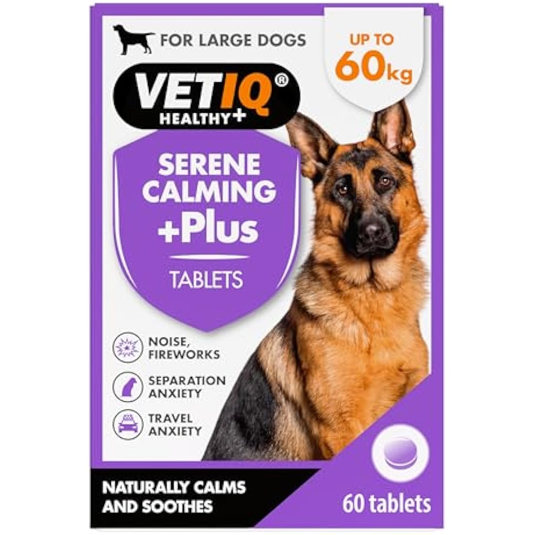 VETIQ Serene Calming Plus+ Tablets for Large Dogs | Anxiety Relief, 60ct