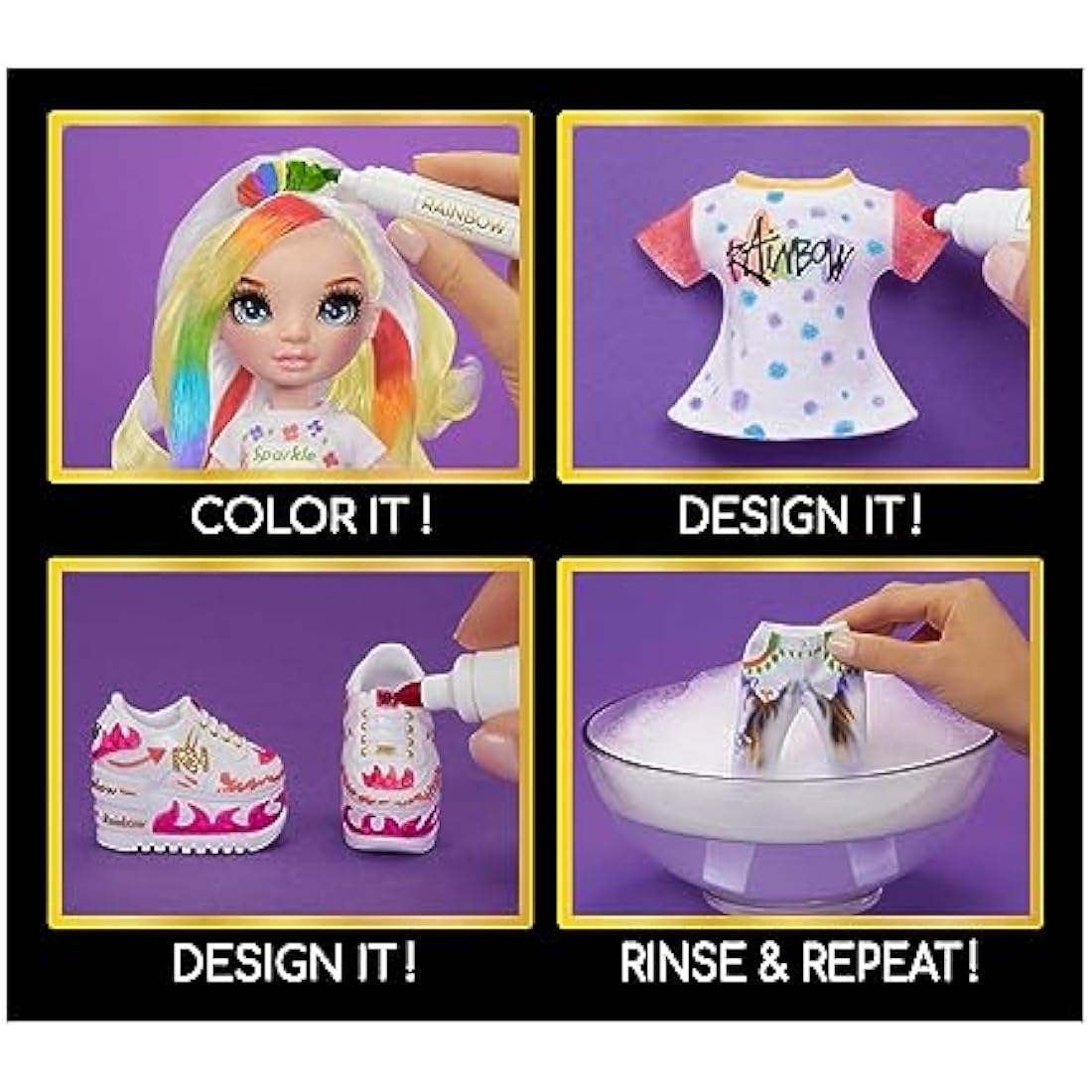 Rainbow High Colour & Create DIY Fashion Doll with Washable Markers