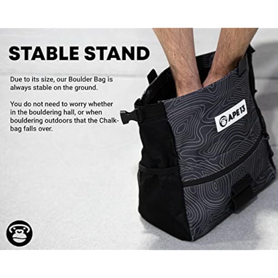 APE13 Chalk Bag Boulder Set – Large Magnesium Bag with Brush & Chalk
