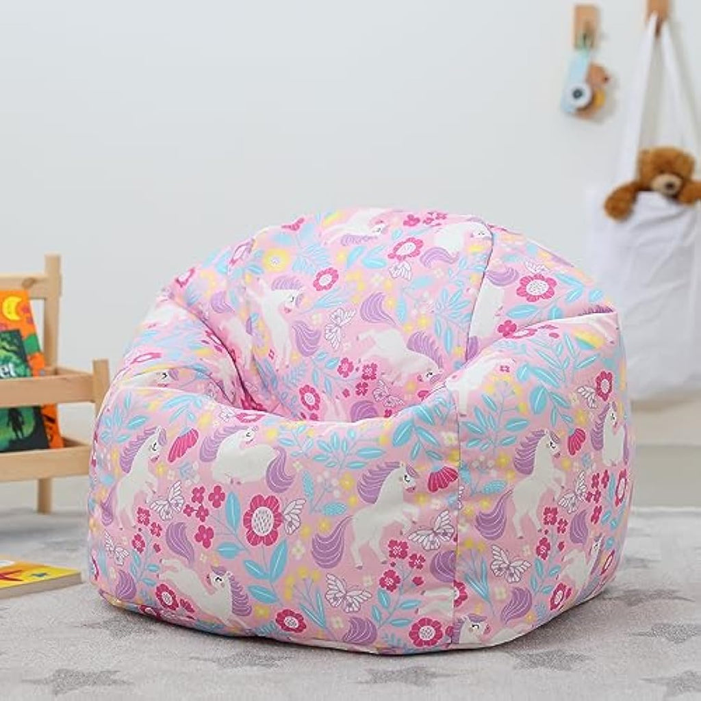 Icon Kids Unicorn Print Bean Bag Chair | Water-Resistant Nursery Decor