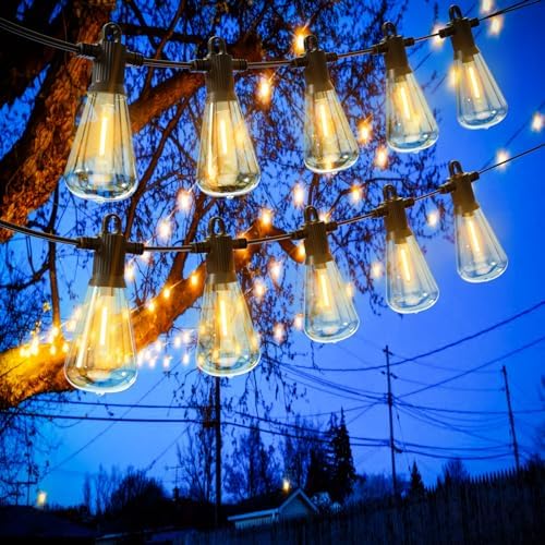 Zuske 30M Outdoor Festoon Lights | 50+3 Shatterproof ST38 Bulbs | IP65