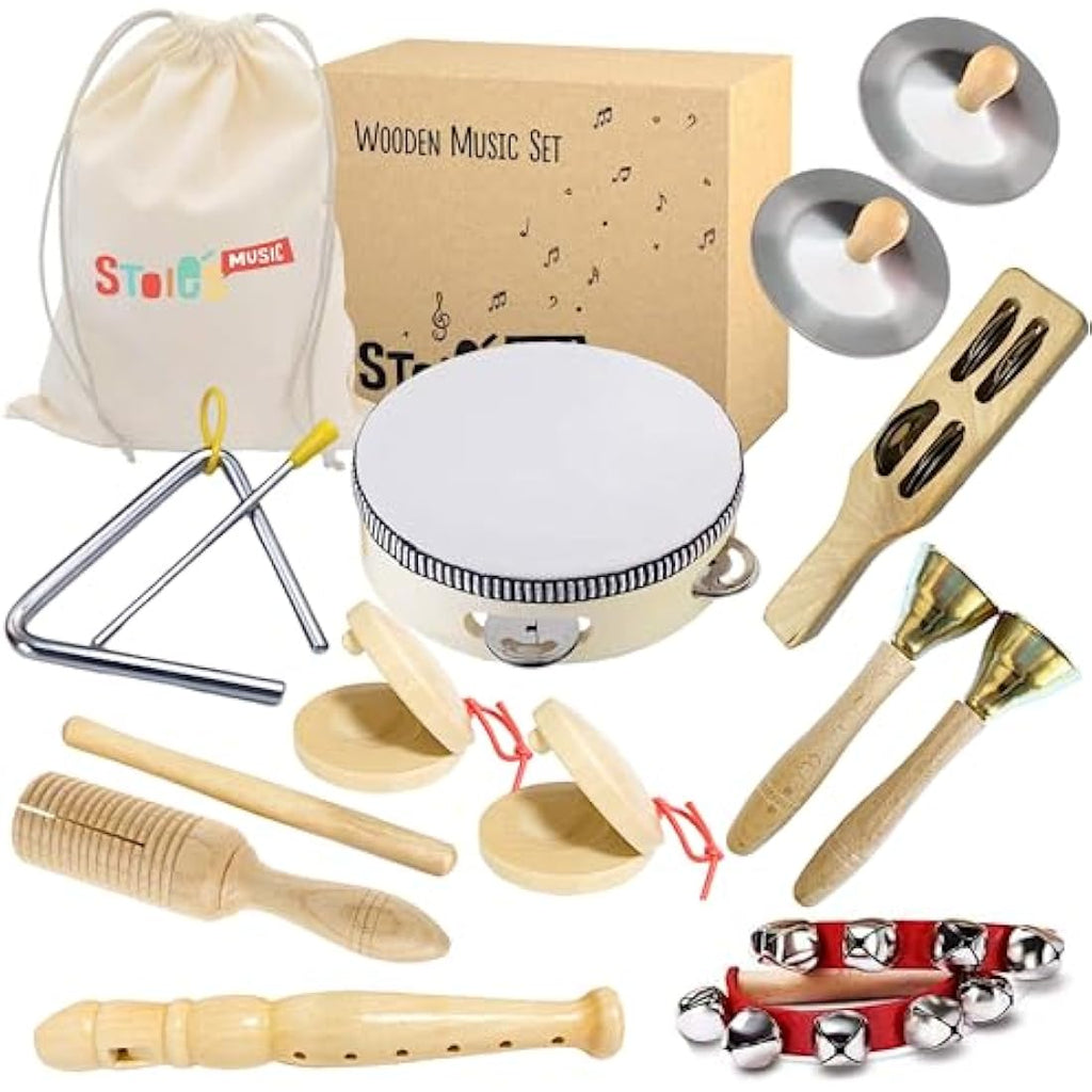 Stoie's 15-Piece Wooden Musical Instruments Set | Montessori Toddler Toys
