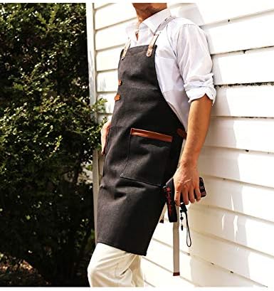 Jolof Store Waterproof Washed Canvas Chef Apron with Pockets – Black