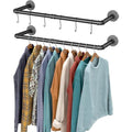 OROPY Industrial Pipe Clothes Bar Rack | Set of 2 Wall Mounted Rails