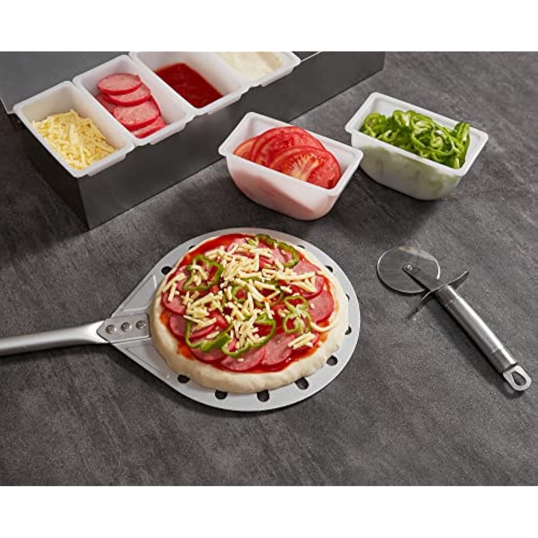 9-Inch Perforated Turning Pizza Peel with 47-Inch Long Handle