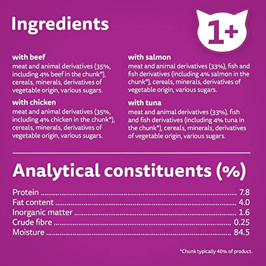 Whiskas 7+ Senior Wet Cat Food - Mixed Selection in Jelly - 84 x 85g Bulk
