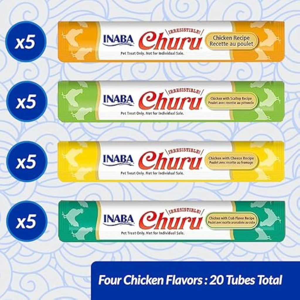 Inaba Churu Chicken Variety Cat Treats – Grain-Free Puree (20 Pack)