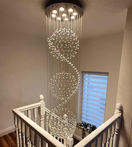 Spiral Sphere Crystal Chandelier – 180cm LED Flush Mount Lamp