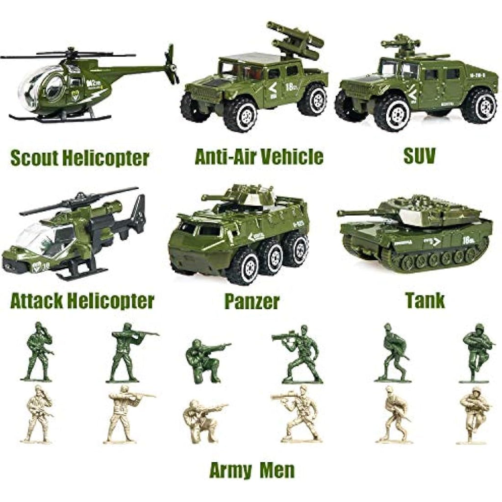 18-Piece Die-Cast Military Vehicle and Army Men Playset