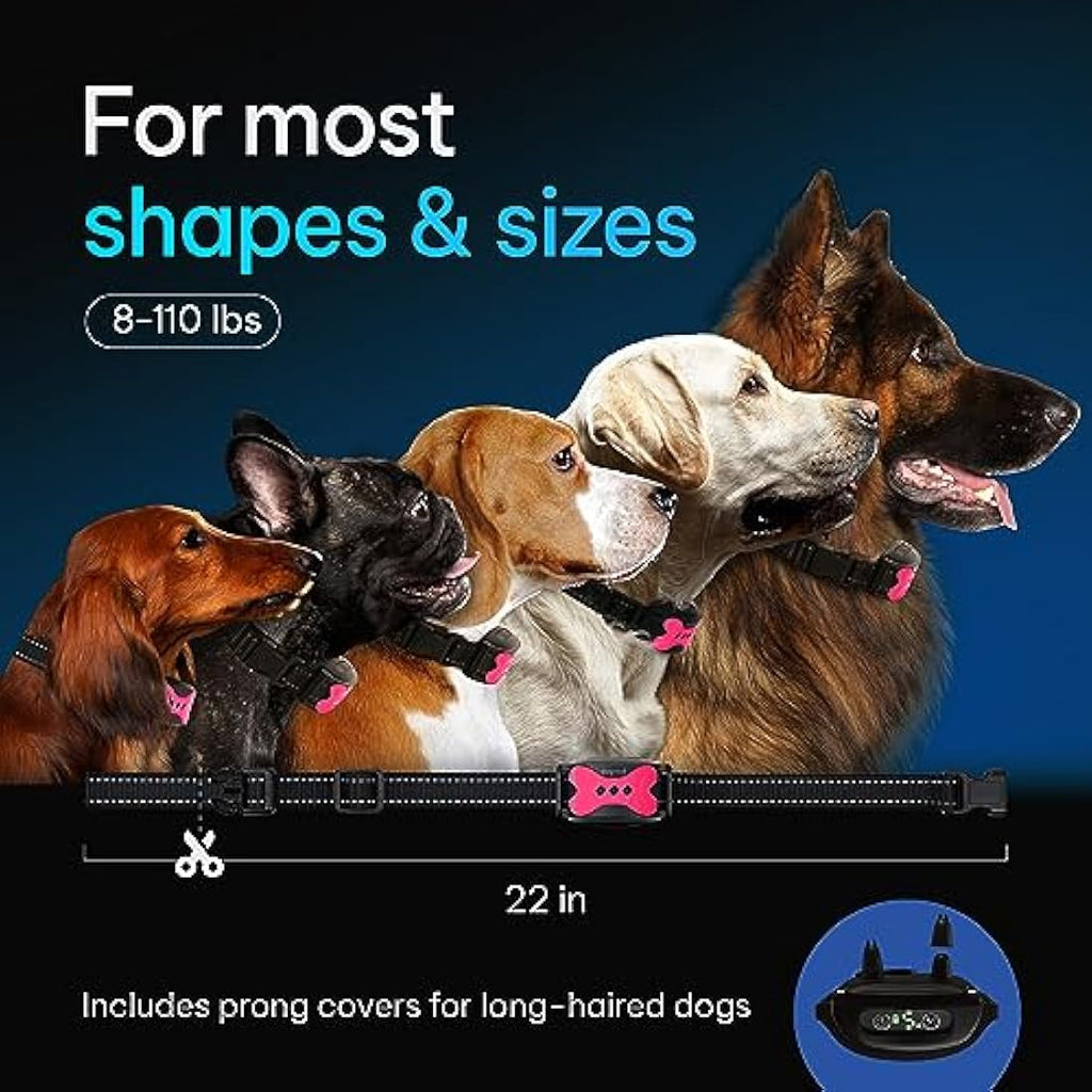 DogRook No Shock Anti Bark Collar – Vibrating Dog Training Device, Pink