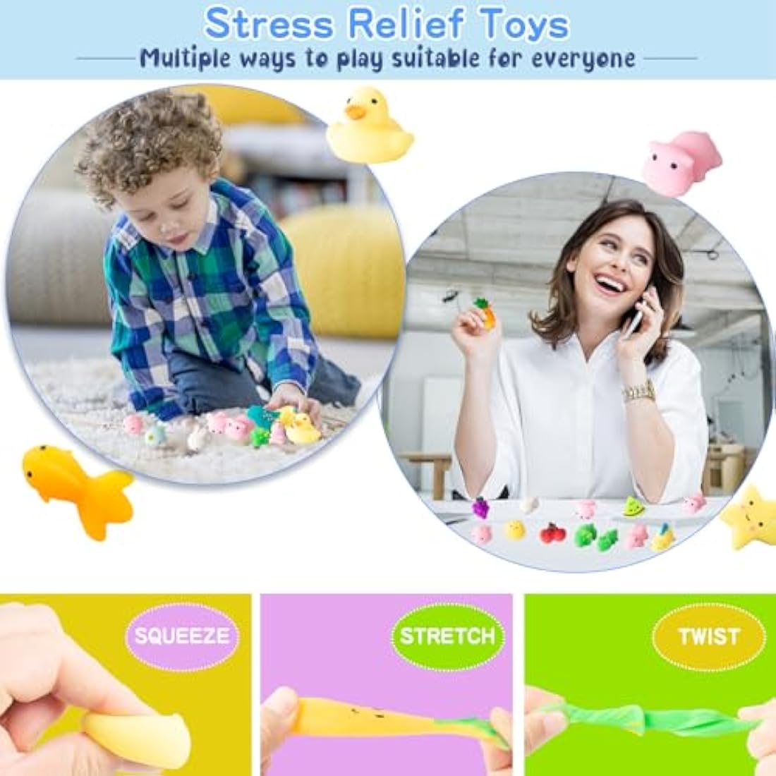 Jolof Store 32Pcs Mochi Squishy Toys – Animal & Dinosaur Fidget Pack
