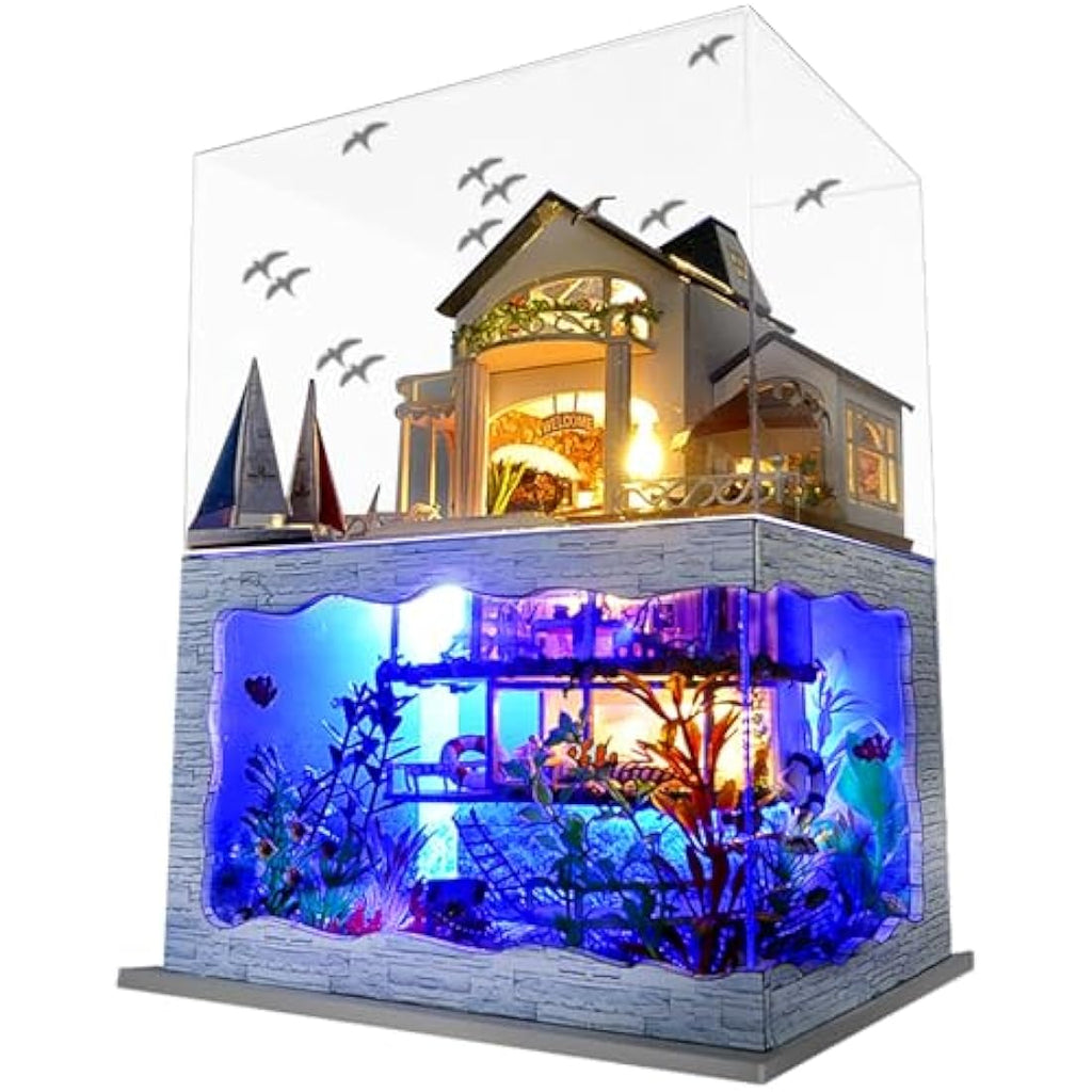 Spilay DIY Miniature House Kit: 1:24 Scale Wooden Dollhouse with Music Box