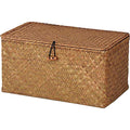 DOKOT Seagrass Storage Baskets with Lids Natural Wicker Basket Medium 30cmx18cmx15cm H