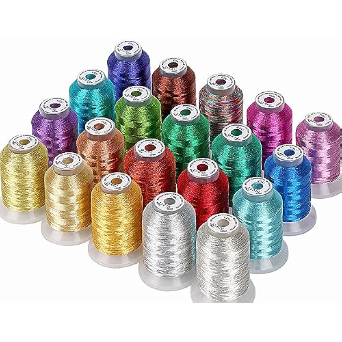 New brothread Metallic Machine Embroidery Thread Kit - 20 Spools, 500M