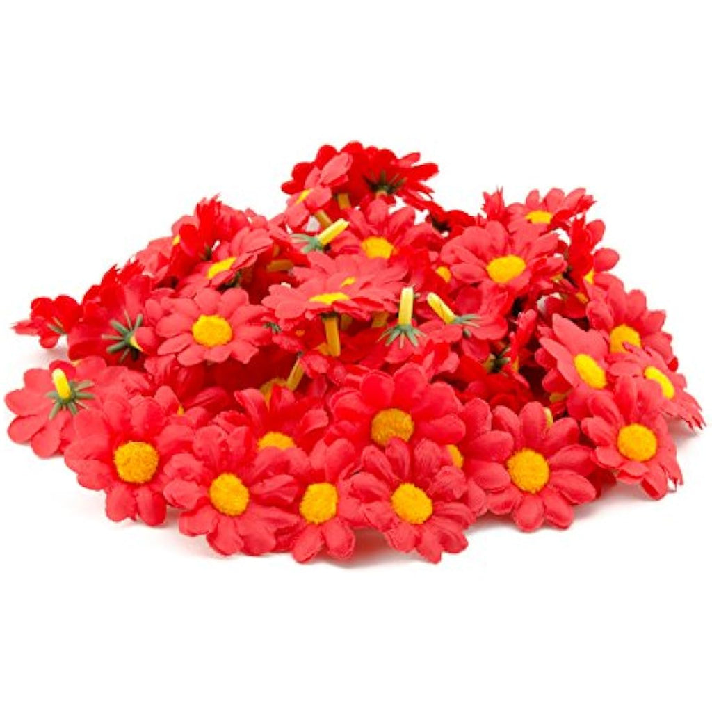 Artificial Gerbera Daisy Flower Heads for DIY Crafts, Red