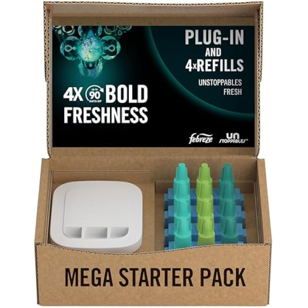 Febreze Unstoppables 3Volution Plug-In Starter Kit | Fresh Scent + 4 Refills