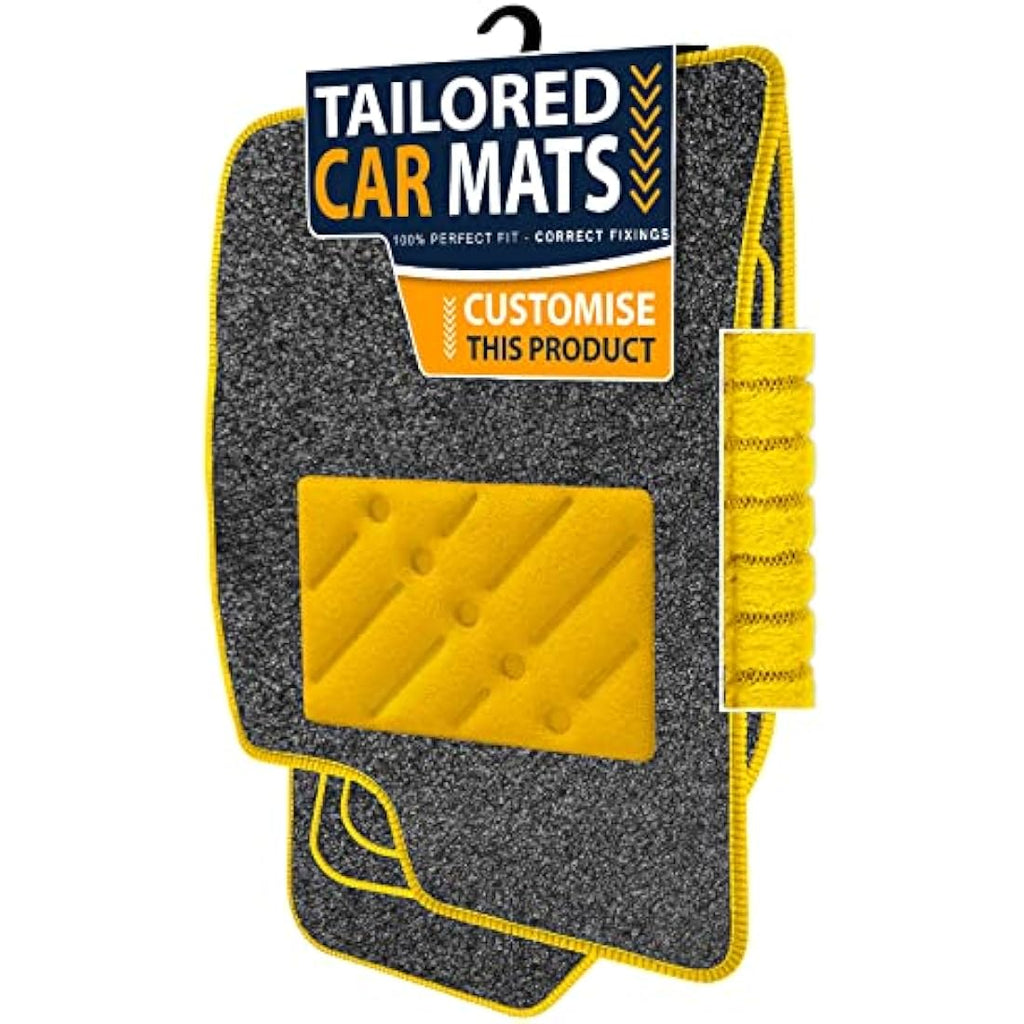 Vauxhall Grandland X 2017+ Car Mats | Anthracite Carpet & Yellow Trim