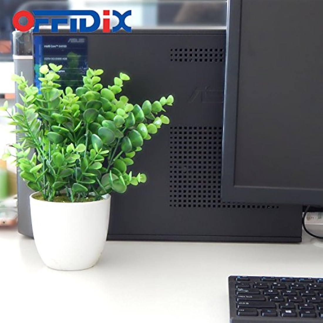 Mini Artificial Eucalyptus Plant with White Vase for Desk