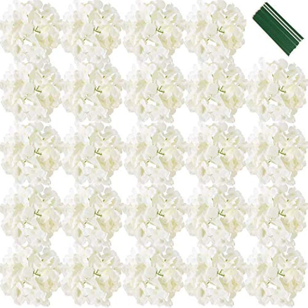 Silk Hydrangea Heads with Stems - 25 Pack Artificial Flowers