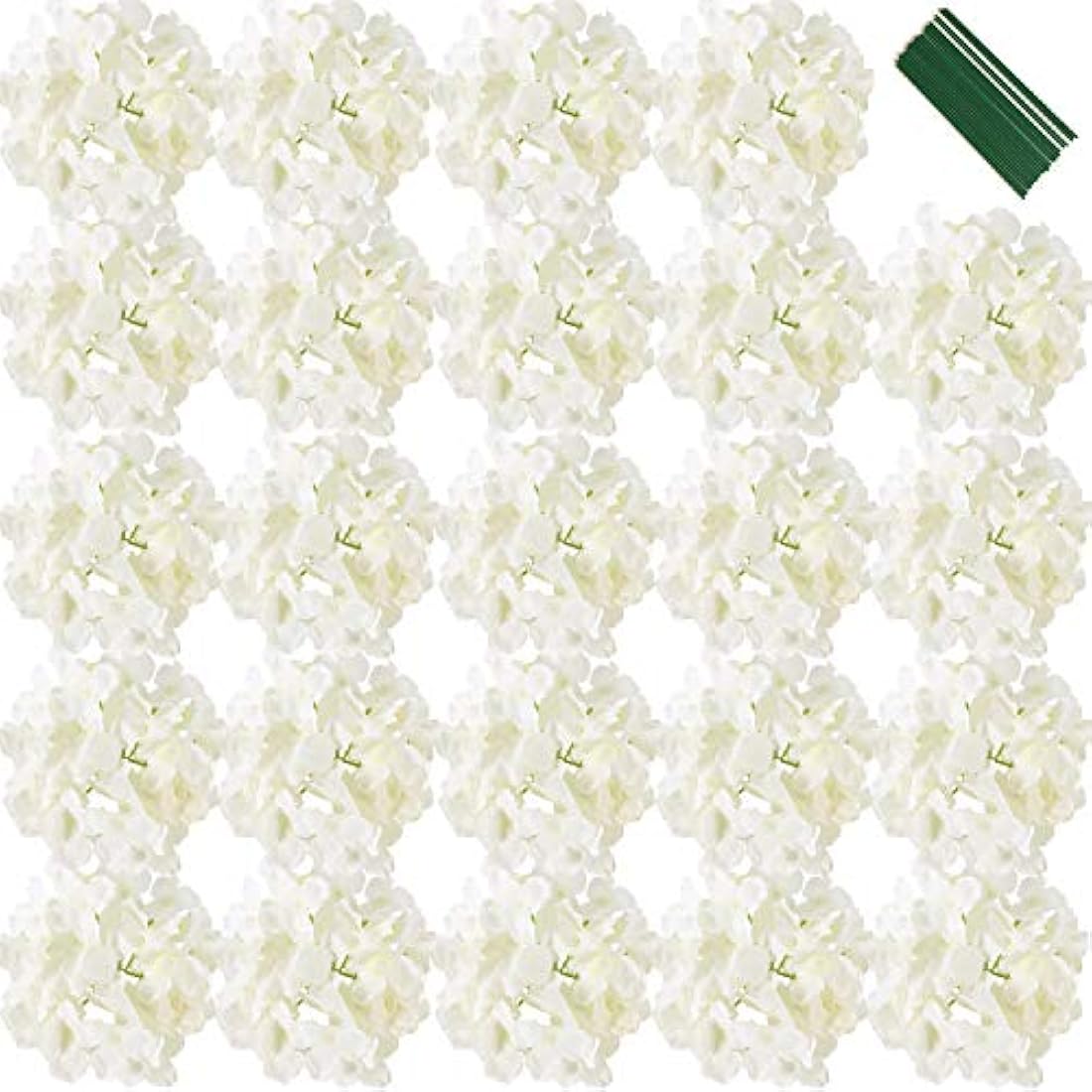Silk Hydrangea Heads with Stems - 25 Pack Artificial Flowers