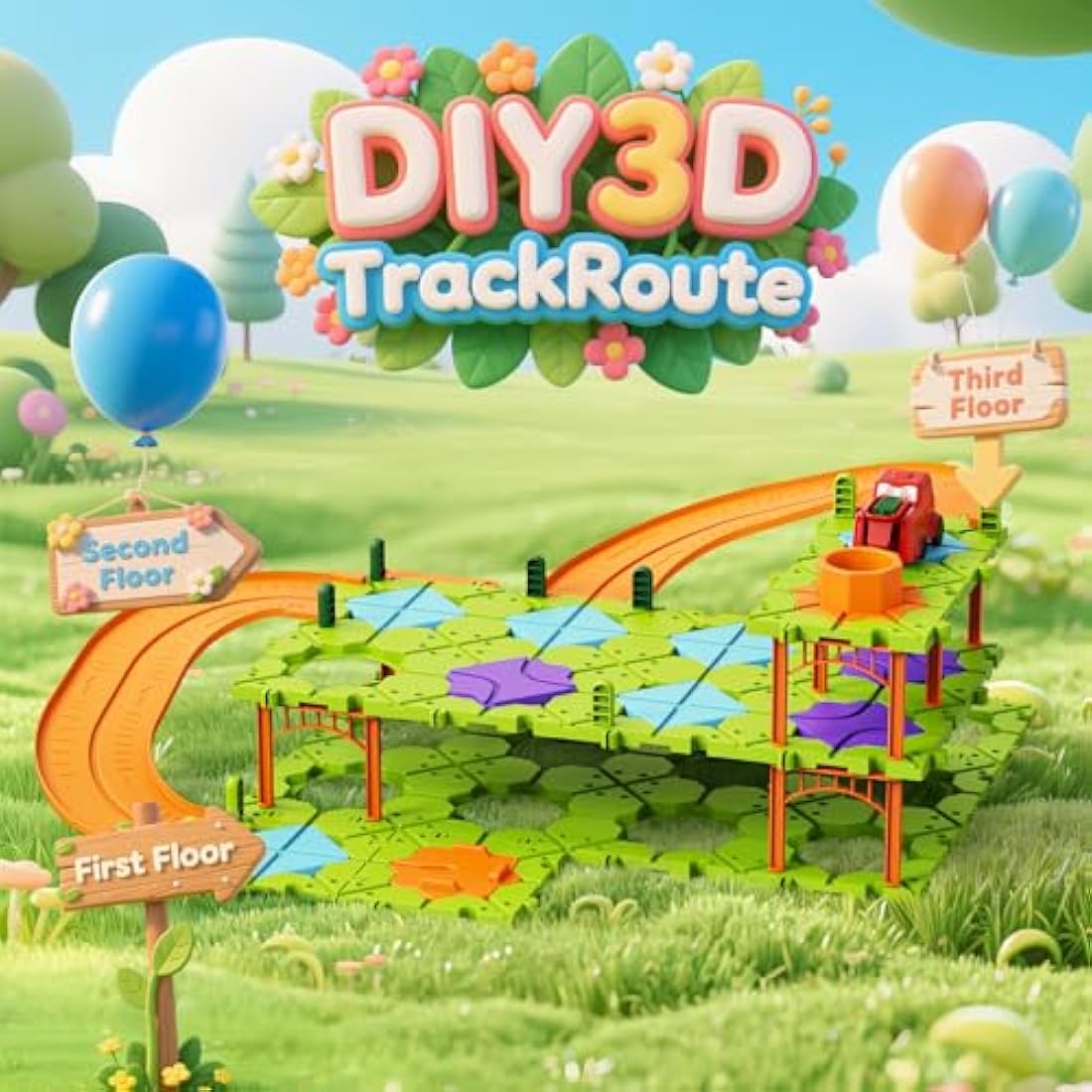 Fygurso STEM Board Games: 3D Road Builder Montessori Logic Toy