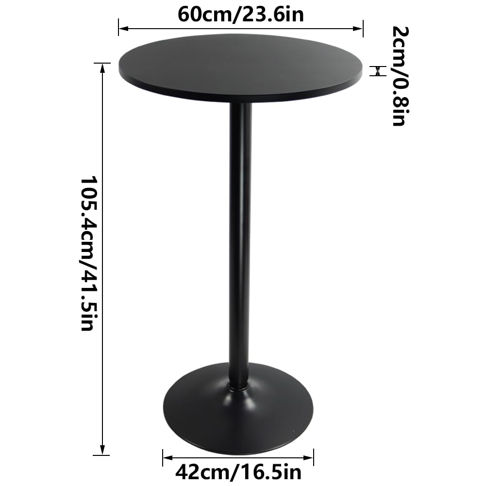 KKTONER Round Bar Table - 60cm MDF Top Cocktail Pub Bistro Table