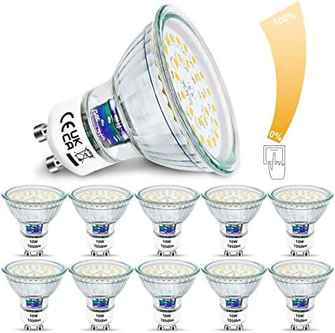 Unikcst GU10 LED Dimmable Bulbs | 10W Neutral White 4500K | 10 Pack