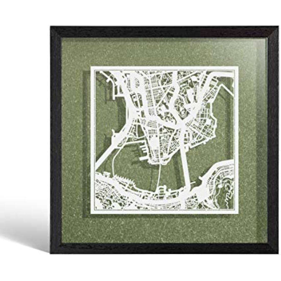 Hong Kong Paper Cut Map Art by  – 9x9 Framed Wall Decor