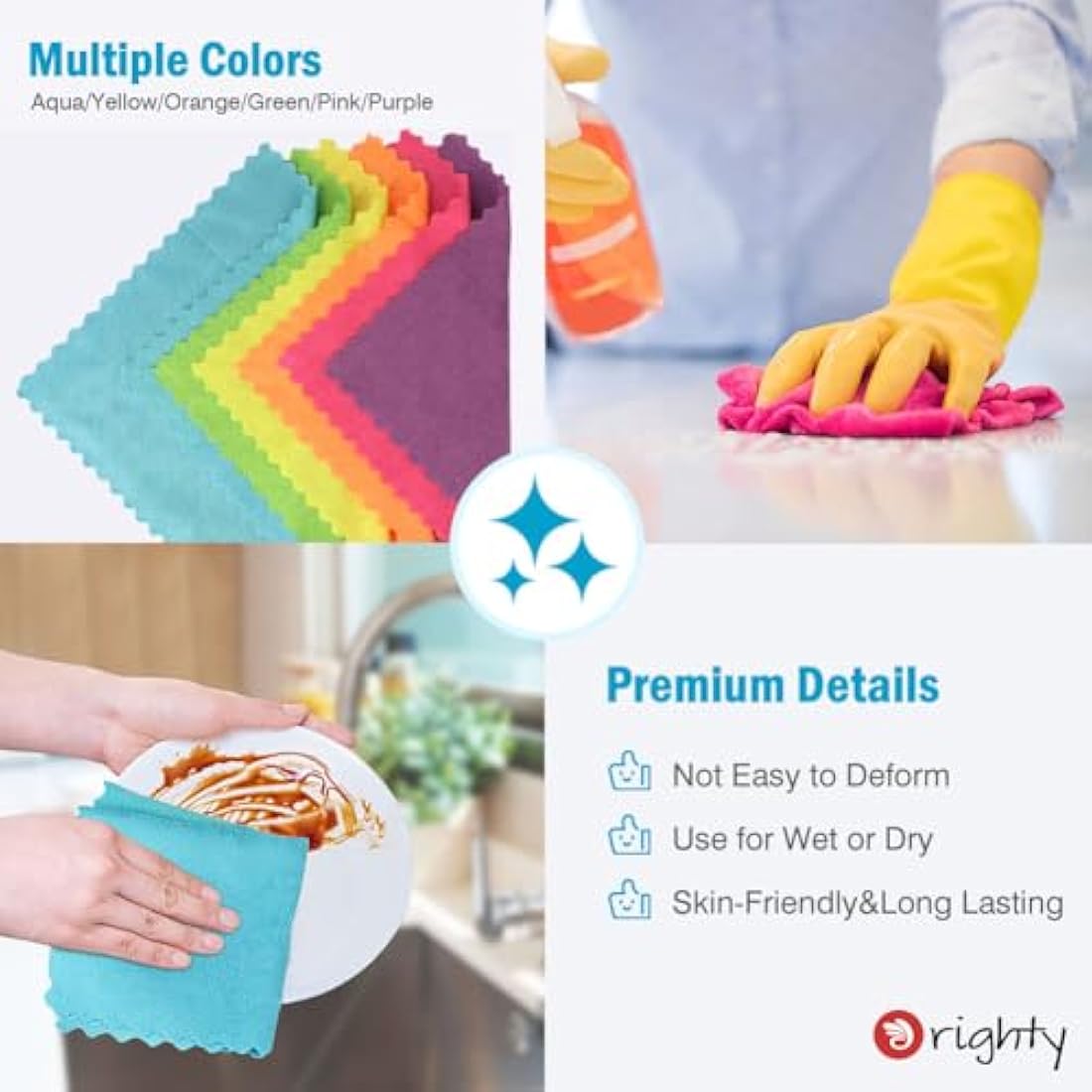 Orighty Microfibre Cleaning Cloths - 150 Pack Lint-Free Rags, 12x12"