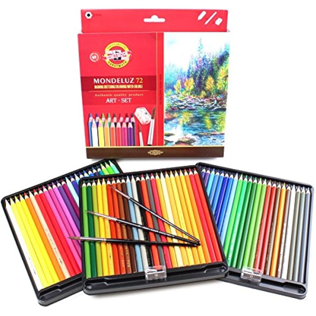 KOH-I-NOOR Aquarelle Coloured Pencils Set with Brushes - Pack of 72