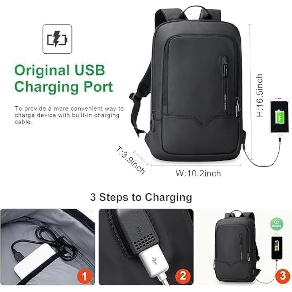Jolof Store Slim Laptop Backpack – 15.6 Inch Waterproof USB Daypack