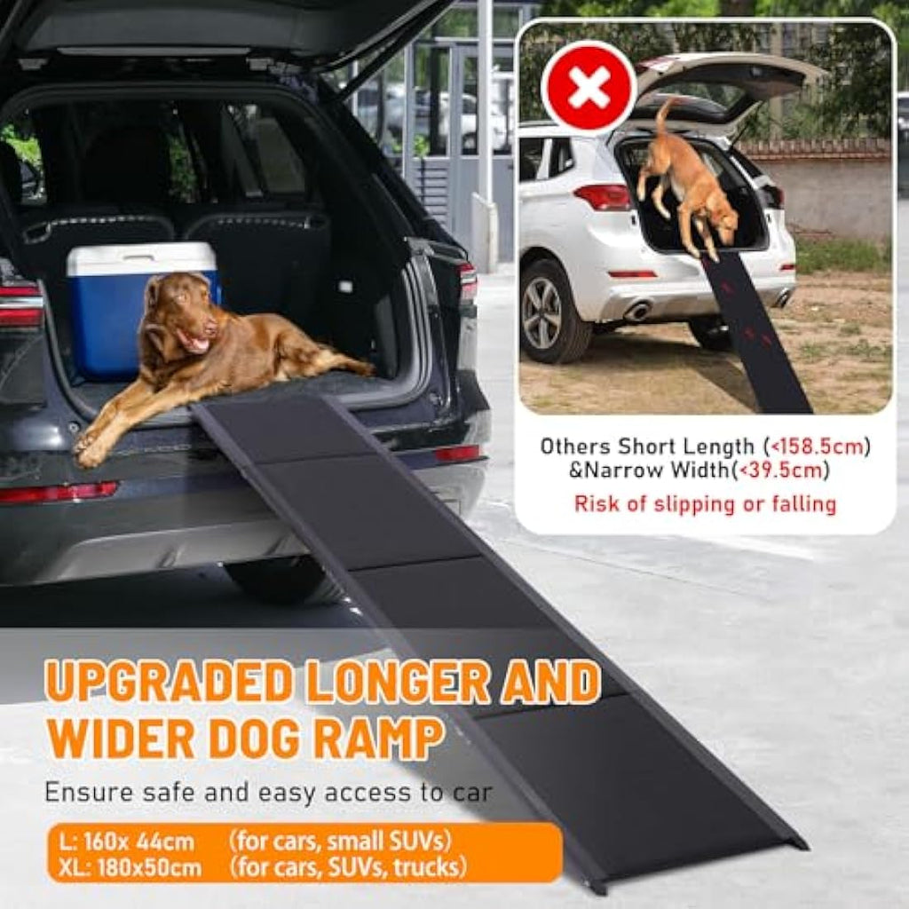 FASNATI Folding Dog Car Ramp | Non-Slip Aluminum Portable Pet Ramp for SUVs