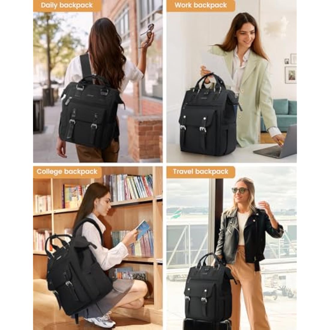 LOVEVOOK 17-Inch Laptop Backpack for Women | Water-Resistant USB Work Bag